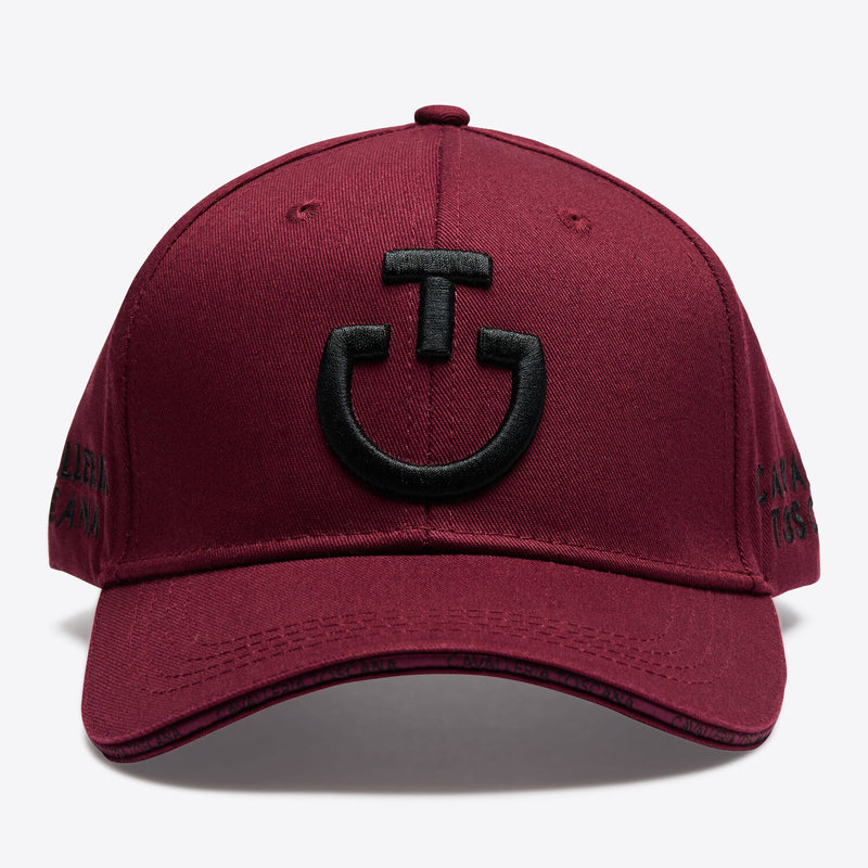 Cotton Cap with an Embroidered Logo in Bordeaux