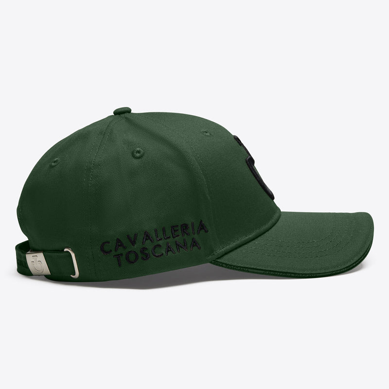 Cotton Cap with an Embroidered Logo in Dark Green