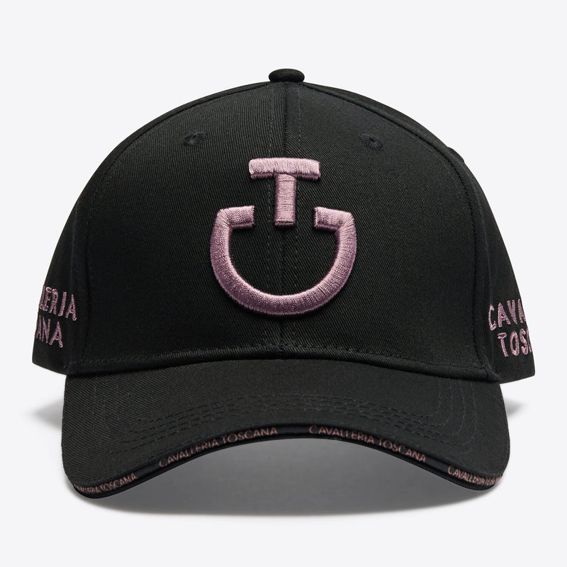 Cotton Cap with an Embroidered Logo in Black/Grape Shake
