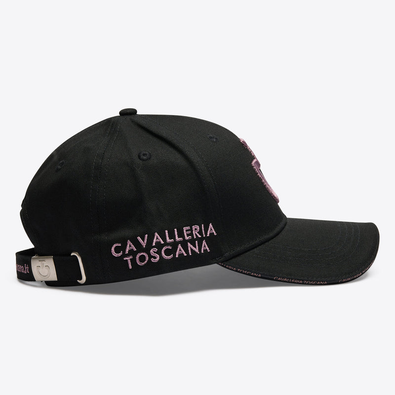 Cotton Cap with an Embroidered Logo in Black/Grape Shake