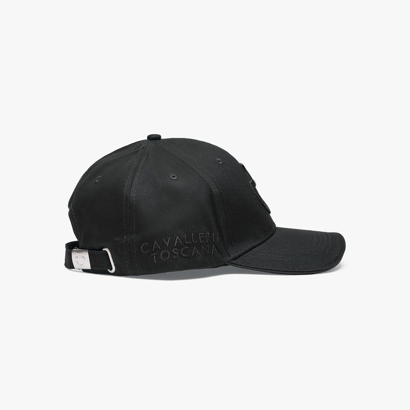 Cotton Cap with an Embroidered Logo in Black