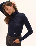 Calder Long Sleeve Turtleneck Top in Marine