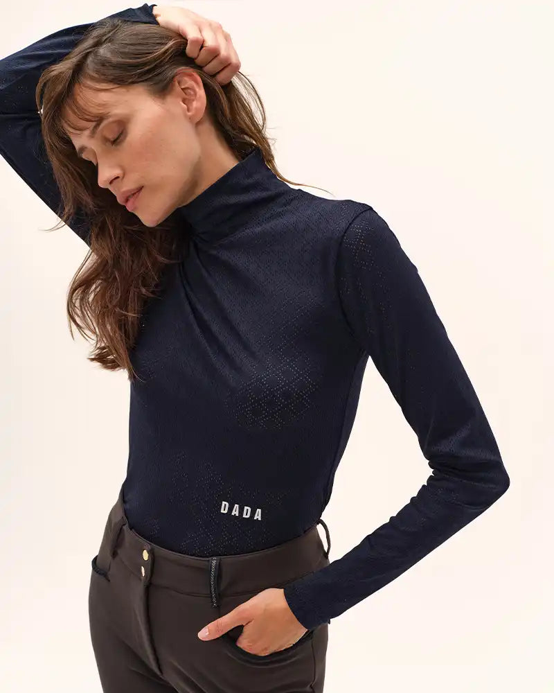 Calder Long Sleeve Turtleneck Top in Marine