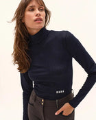 Calder Long Sleeve Turtleneck Top in Marine