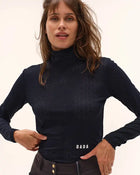 Calder Long Sleeve Turtleneck Top in Marine