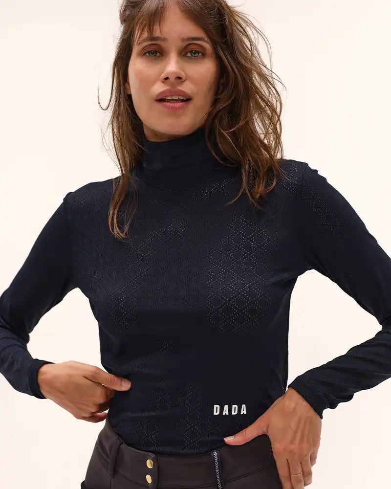 Calder Long Sleeve Turtleneck Top in Marine