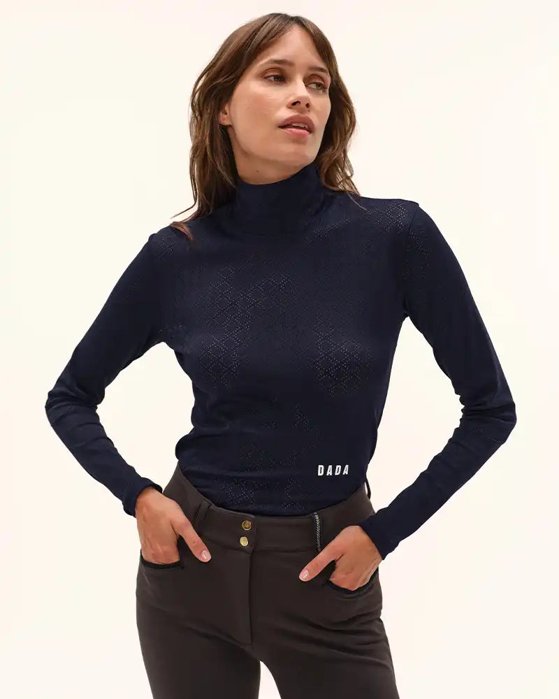 Calder Long Sleeve Turtleneck Top in Marine