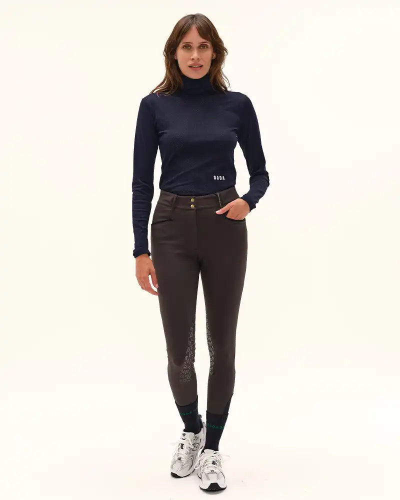 Calder Long Sleeve Turtleneck Top in Marine