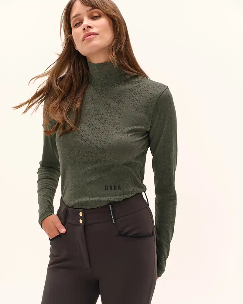Calder Long Sleeve Turtleneck Top in Dark Olive