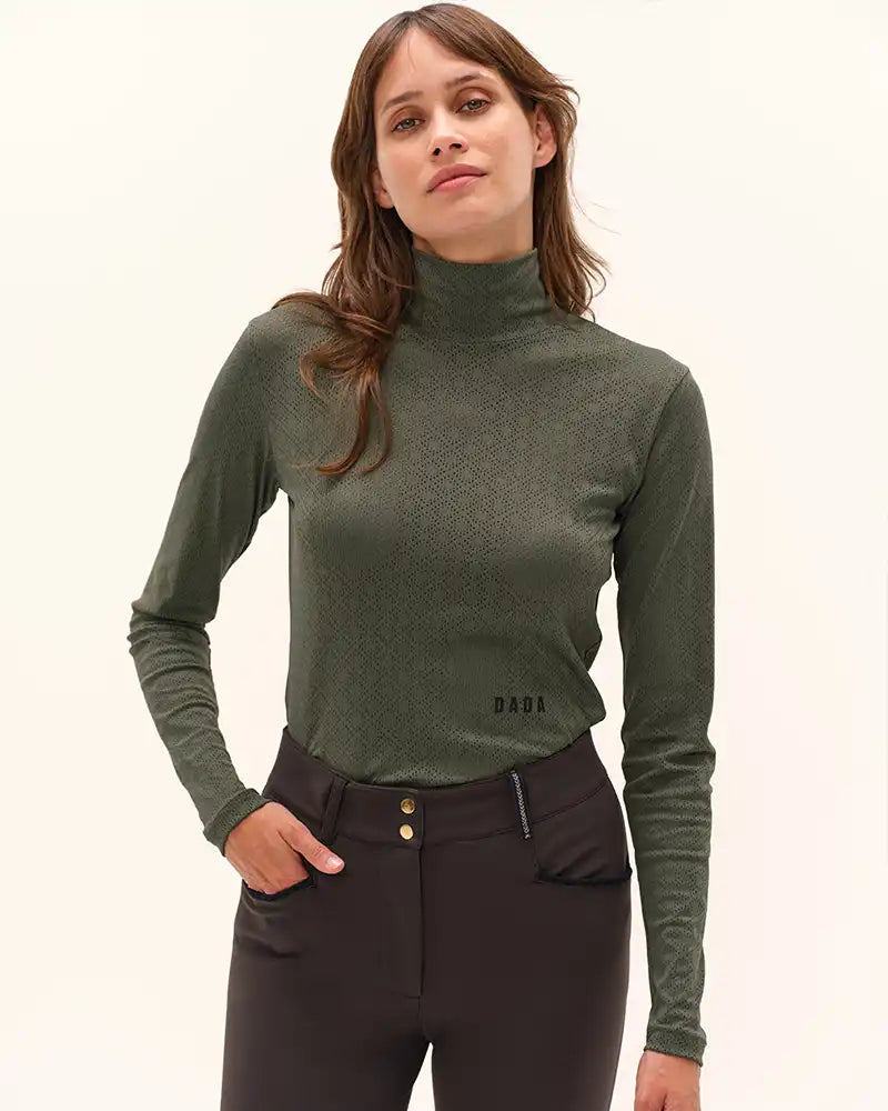 Calder Long Sleeve Turtleneck Top in Dark Olive