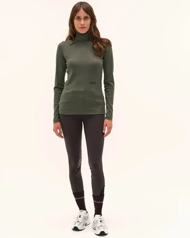 Calder Long Sleeve Turtleneck Top in Dark Olive