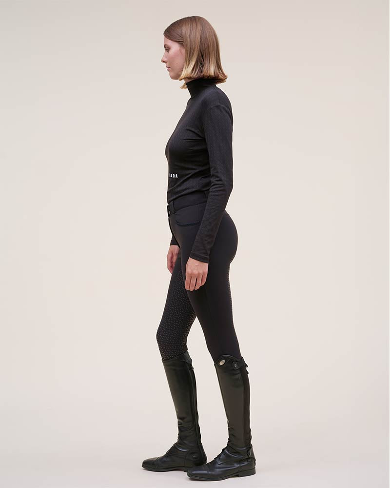 Calder Long Sleeve Turtleneck Top in Black