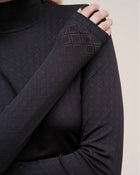 Calder Long Sleeve Turtleneck Top in Black