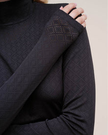 Calder Long Sleeve Turtleneck Top in Black