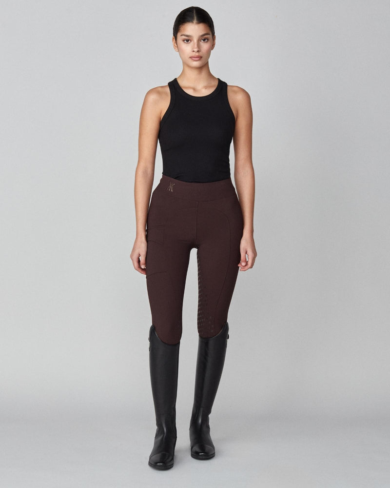 Compression Pull-On Riding Breeches in Dark Brown