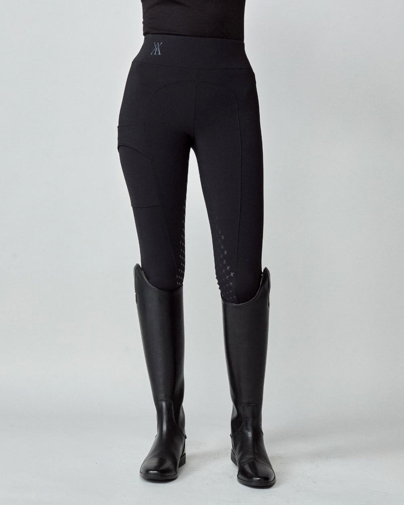 Compression Pull-On Riding Breeches in Black
