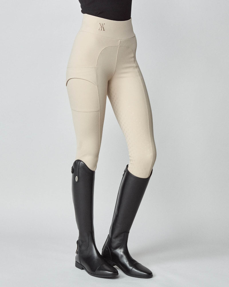Compression Pull-On Riding Breeches in Tan