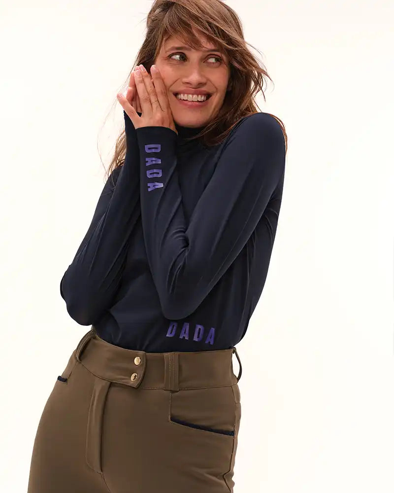 Cunsul Long Sleeve Turtleneck Top in Marine