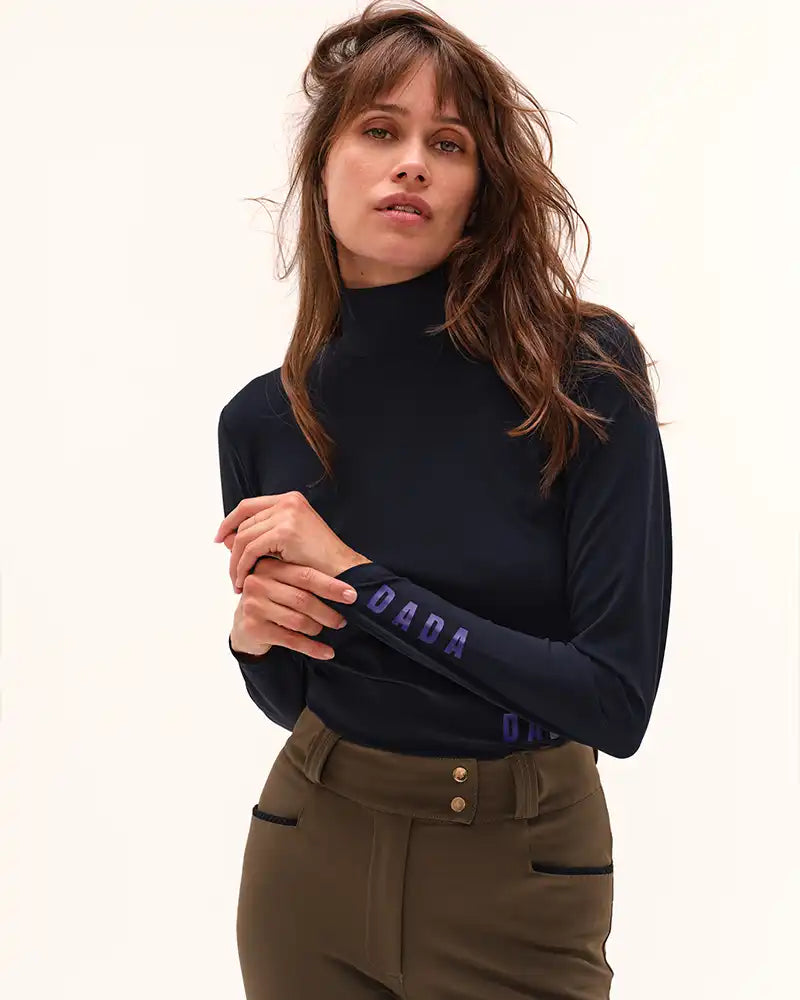 Cunsul Long Sleeve Turtleneck Top in Marine