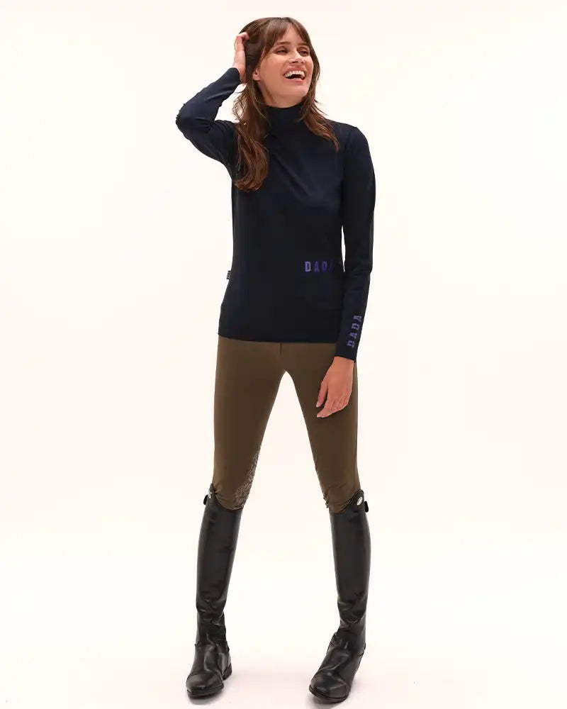 Cunsul Long Sleeve Turtleneck Top in Marine