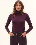 Cunsul Long Sleeve Turtleneck Top in Dark Grape