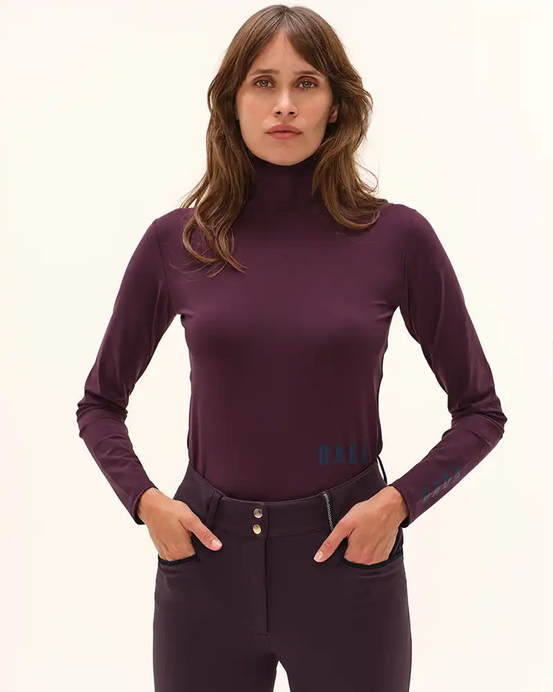 Cunsul Long Sleeve Turtleneck Top in Dark Grape