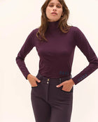 Cunsul Long Sleeve Turtleneck Top in Dark Grape