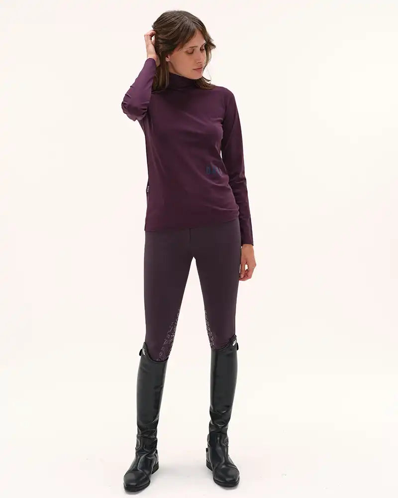 Cunsul Long Sleeve Turtleneck Top in Dark Grape