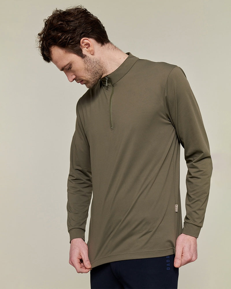 Unisex Albe Long Sleeve Technical Shirt in Olive