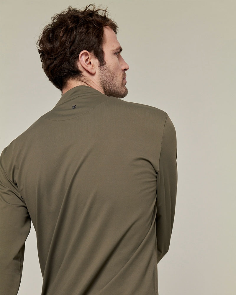 Unisex Albe Long Sleeve Technical Shirt in Olive
