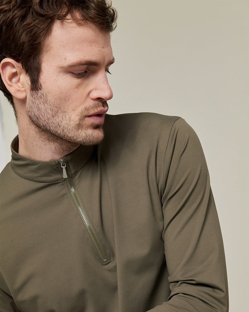 Unisex Albe Long Sleeve Technical Shirt in Olive