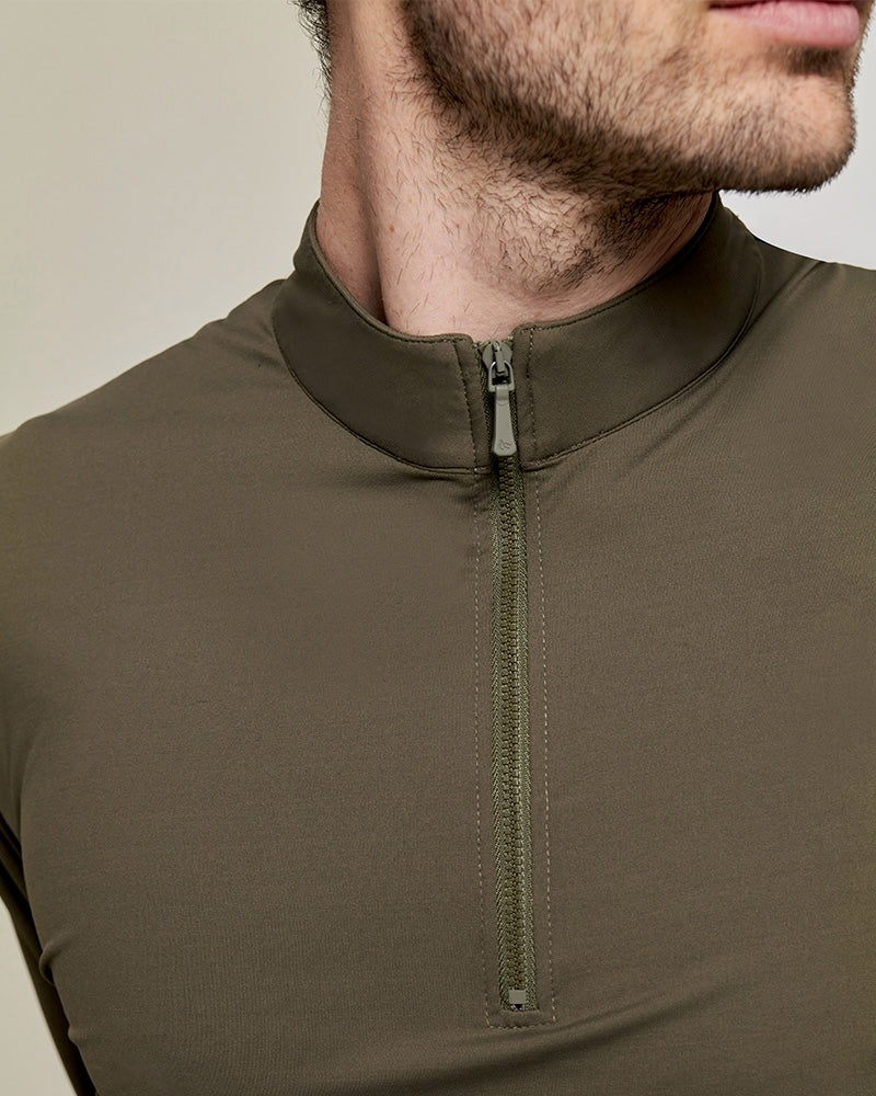 Unisex Albe Long Sleeve Technical Shirt in Olive