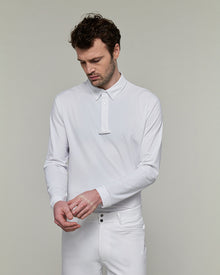 Vitali Long Sleeve Show Polo in White