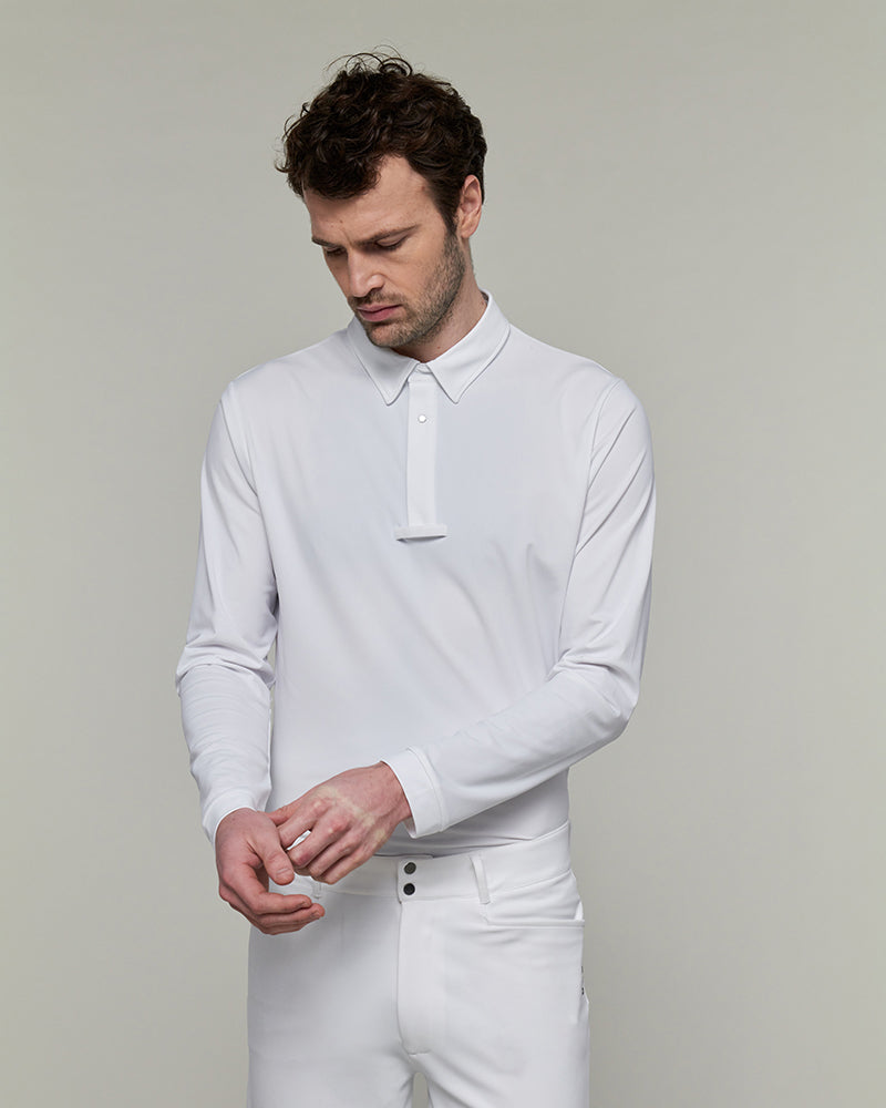 Vitali Long Sleeve Show Polo in White