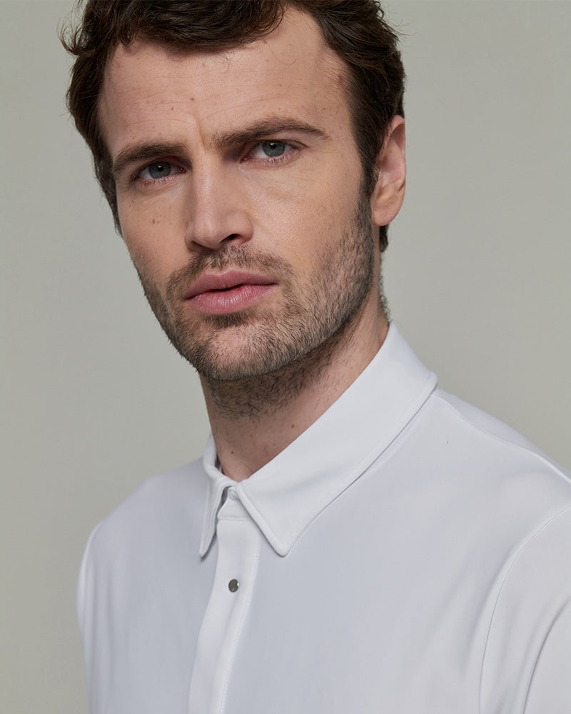 Vitali Long Sleeve Show Polo in White