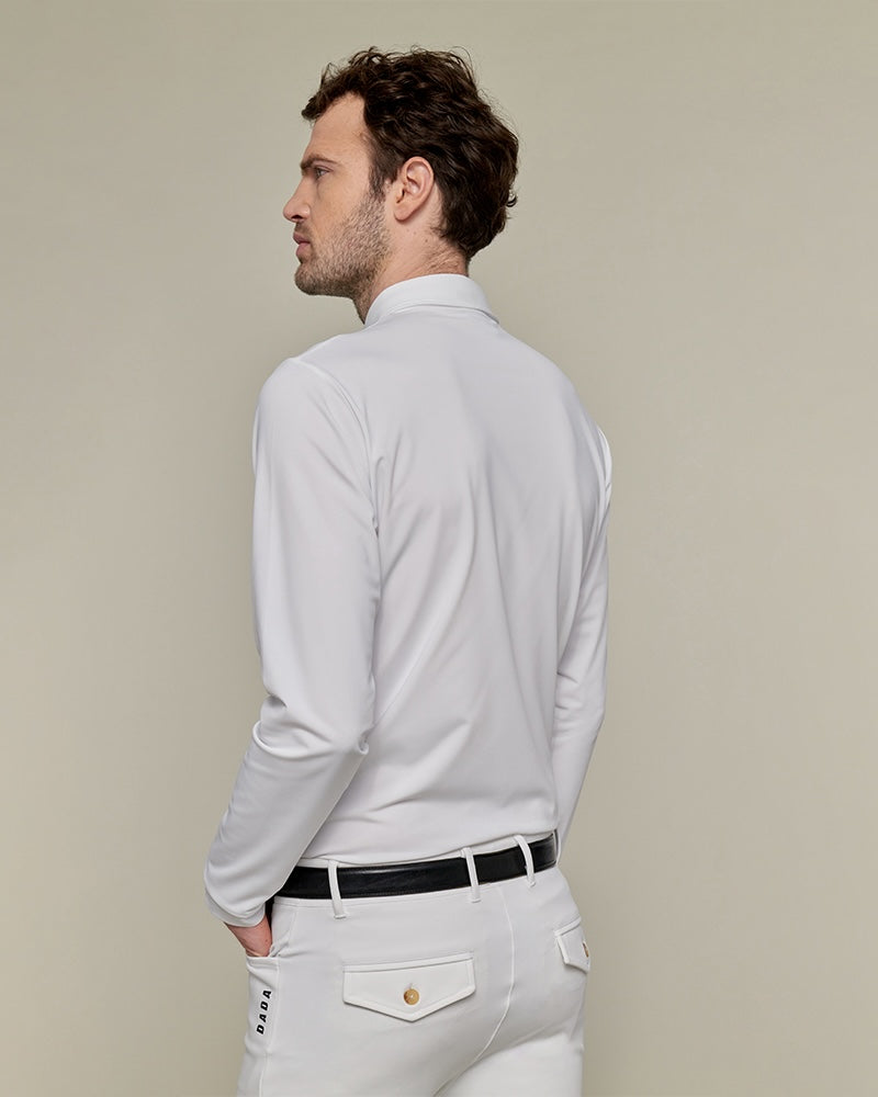 Vitali Long Sleeve Show Polo in White