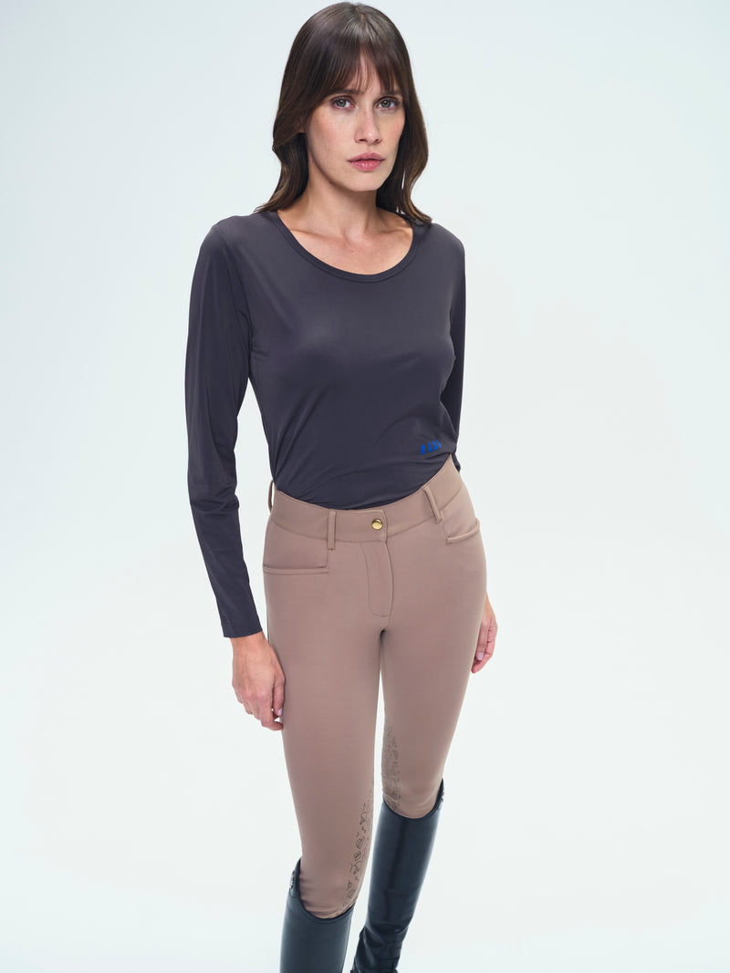 Betty Long Sleeve Technical Top in Dark Grey