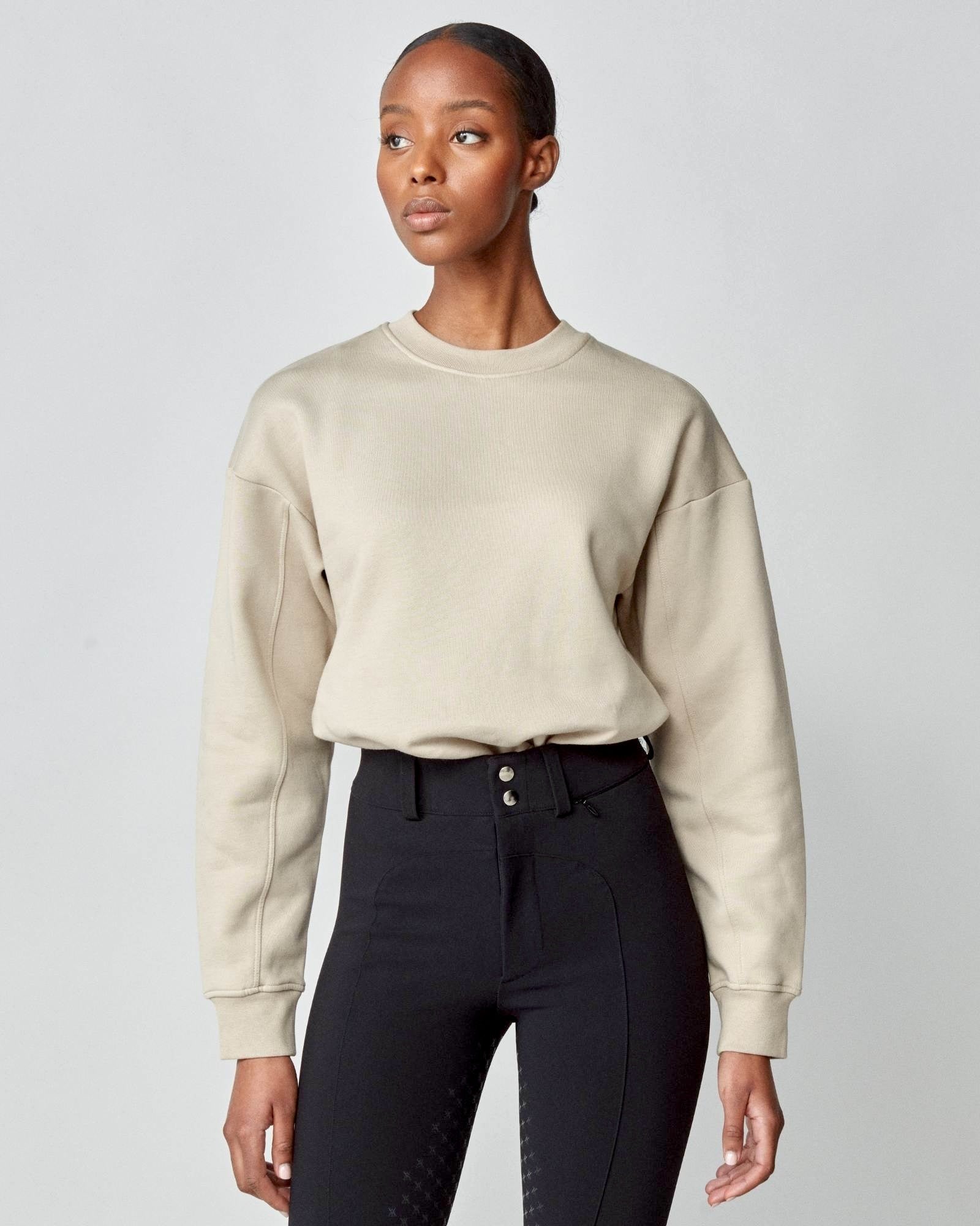 Embroidered Sweatshirt in Tan