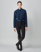 Front Tie Riding Shirt in Navy