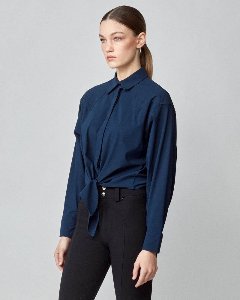 Front Tie Riding Shirt in Navy