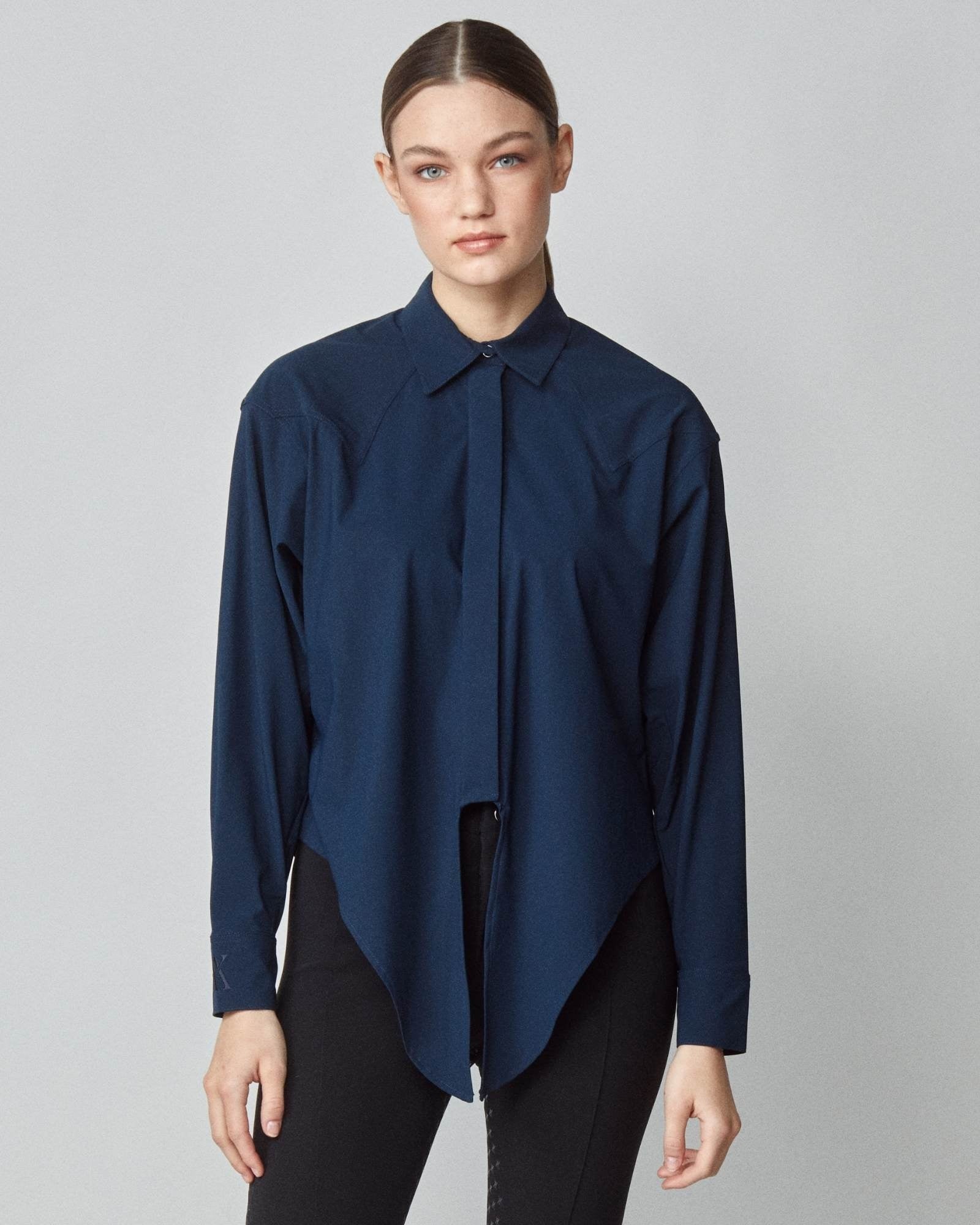 Front Tie Riding Shirt in Navy
