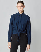 Front Tie Riding Shirt in Navy
