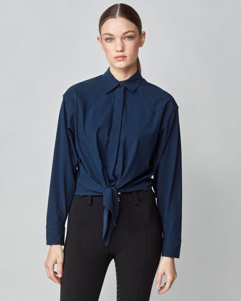 Front Tie Riding Shirt in Navy