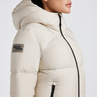 Hooded Goose Down Nylon Parka in Sand