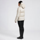Hooded Goose Down Nylon Parka in Sand