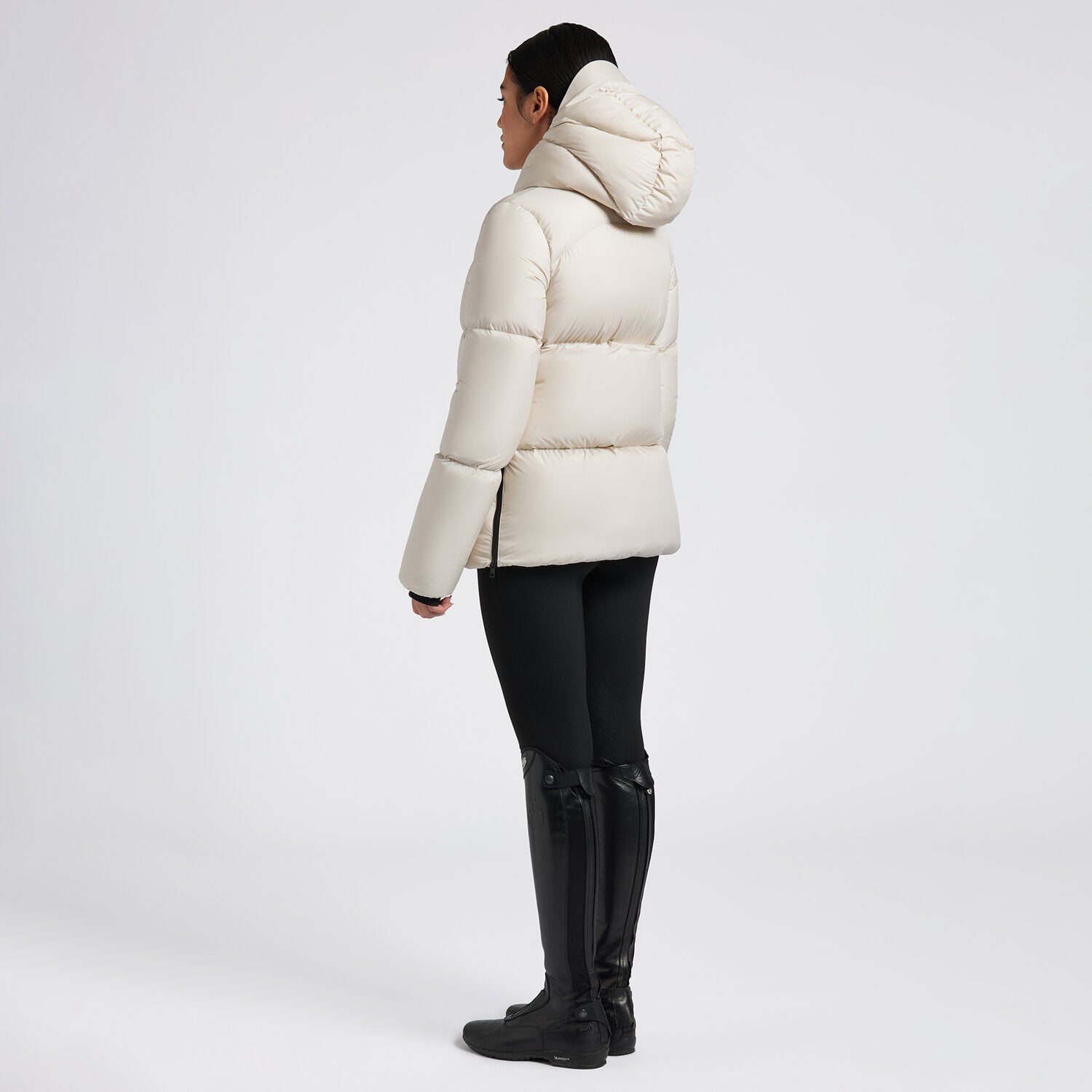 Hooded Goose Down Nylon Parka in Sand