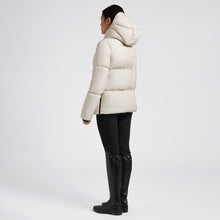 Hooded Goose Down Nylon Parka in Sand