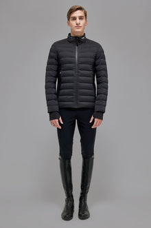 Revolution Hooded Nylon Puffer & Tech Knit Jacket in Black