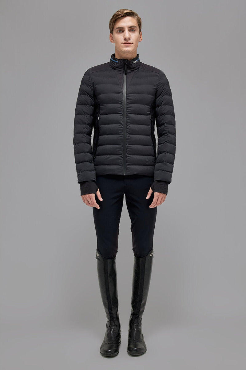 Revolution Hooded Nylon Puffer & Tech Knit Jacket in Black