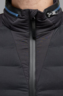 Revolution Hooded Nylon Puffer & Tech Knit Jacket in Black